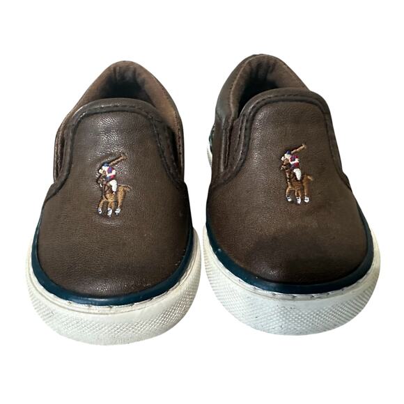Ralph Lauren POLO Boys Toddler Slip On Leather Loafers Size 4 - Picture 1 of 9